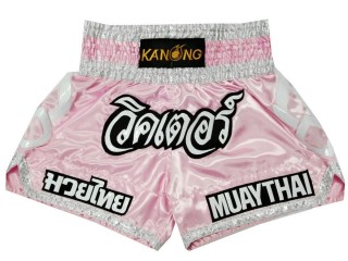 Custom Light Pink Muay Thai Shorts : KNSCUST-1185
